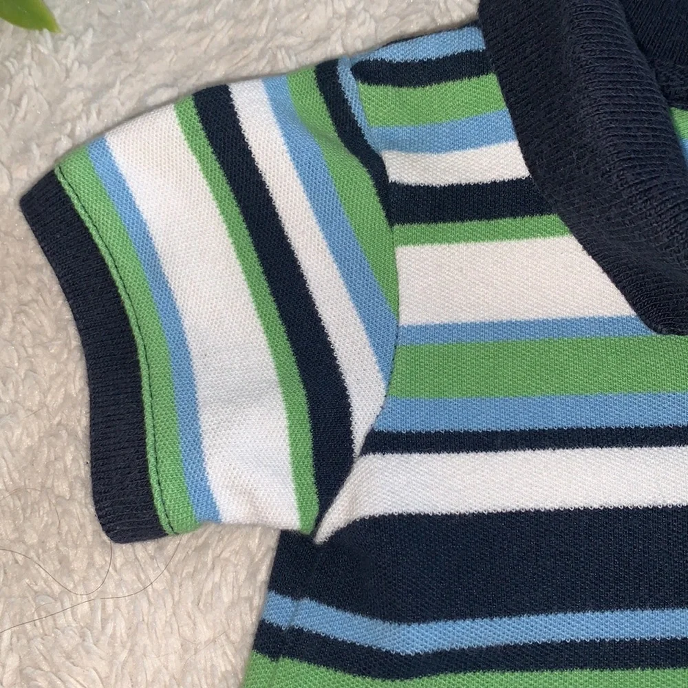 GAP Blue Green White Striped Romper 3-6M Baby Boy EUC one piece
